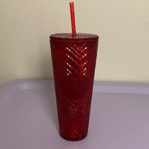 Starbucks Ruby Red Diamond Tumbler with Straw